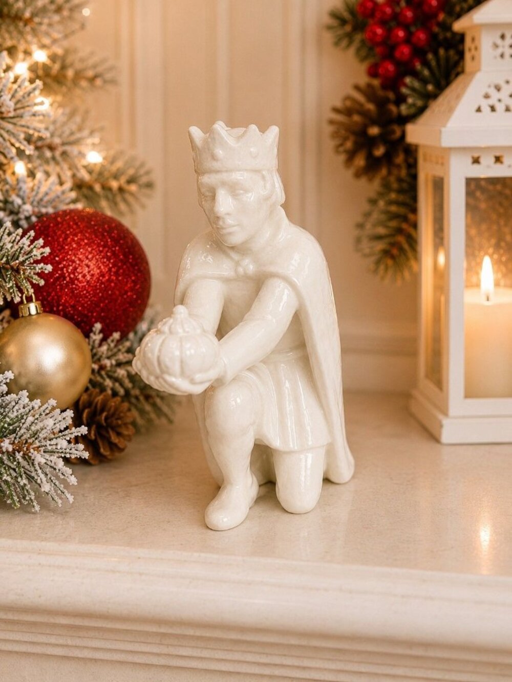 Vintage Goebel White Nativity Kneeling Wise Man Magi W. Germany Replacement 5.5"